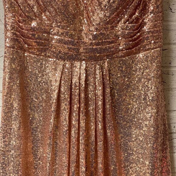 Rose Gold Sequin Formal Cocktail Wedding Dress Large/XL - Picture 5 of 16